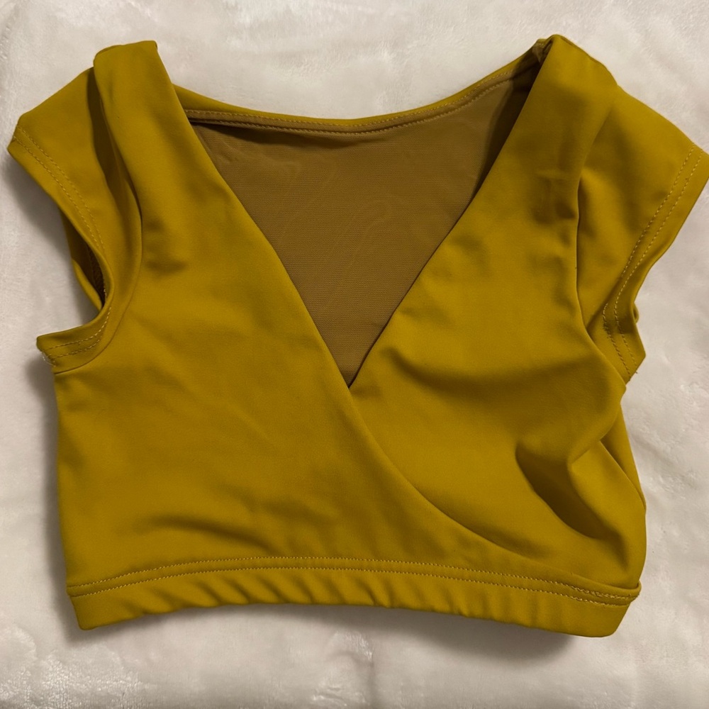Elegant Mustard Wrap Crop Top